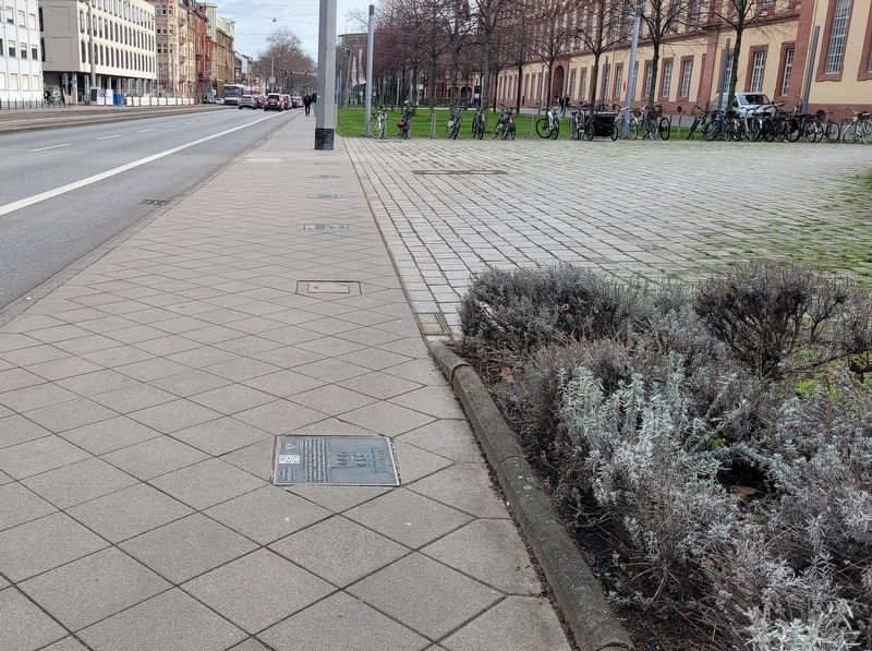 The Hugo Stotz Marker is located on the sidewalk image. Click for full size.