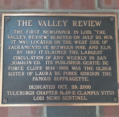The Valley Review Marker. Click for full size. The Valley Review Marker image. Click for full size.
