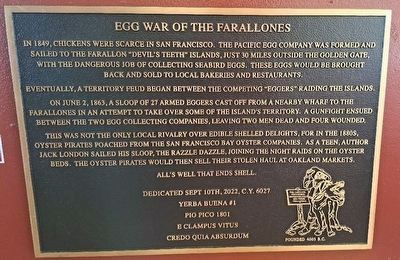 Egg War of the Farallones Marker. Click for full size. Egg War of the Farallones Marker image. Click for full size.