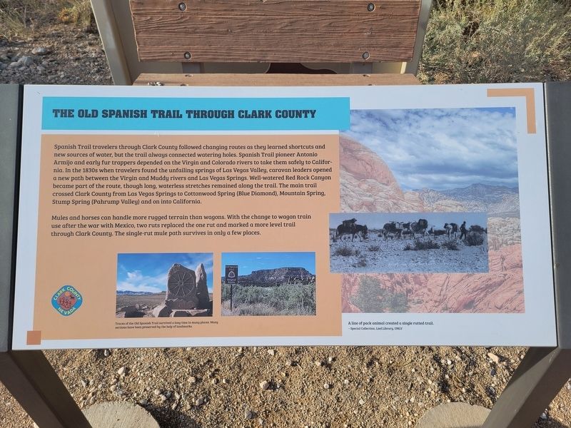 The Old Spanish Trail Through Clark County Marker image. Click for full size.