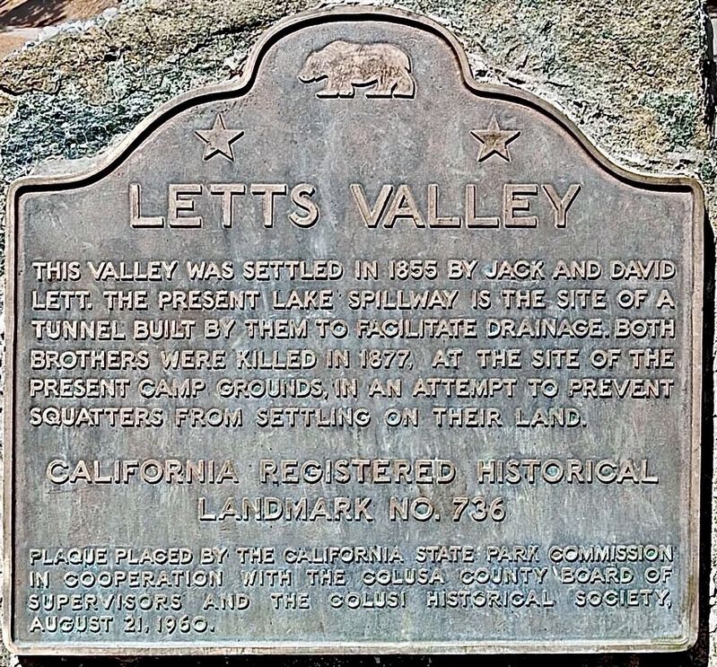 Letts Valley Marker. Click for full size. Letts Valley Marker image. Click for full size.