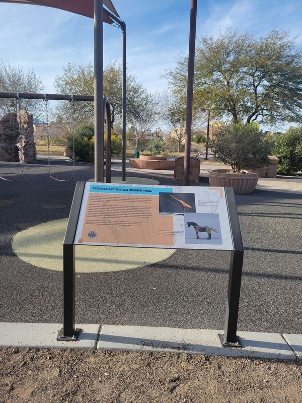 Children and the Old Spanish Trail Marker. Click for full size. Children and the Old Spanish Trail Marker image. Click for full size.