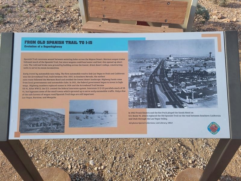From Old Spanish Trail to I-15 Marker. Click for full size. From Old Spanish Trail to I-15 Marker image. Click for full size.