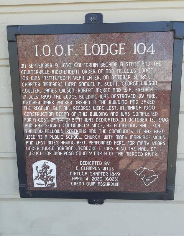 I.O.O.F Lodge 104 Marker image. Click for full size.