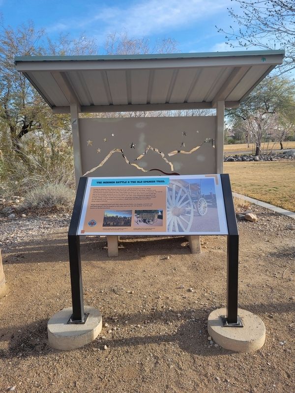 The Mormon Battle & The Old Spanish Trail Marker. Click for full size. The Mormon Battle & The Old Spanish Trail Marker image. Click for full size.