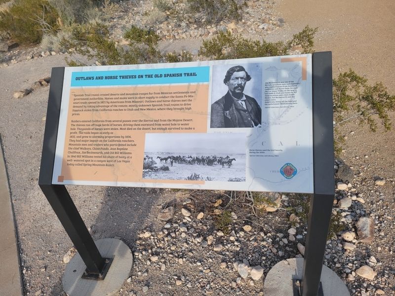 Outlaws and Horse Thieves on the Old Spanish Trail Marker image. Click for full size.