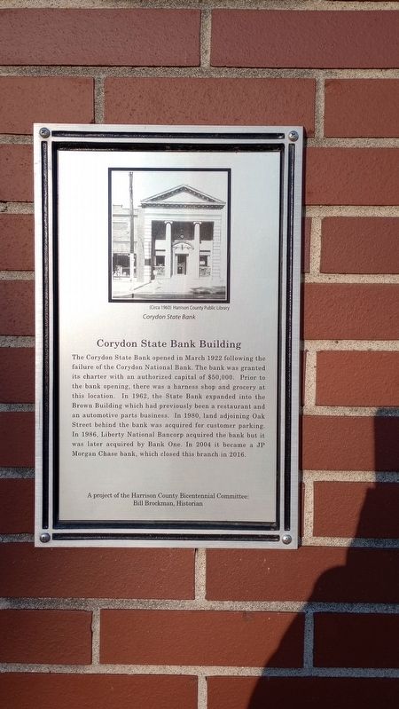 Corydon State Bank Building Marker image. Click for full size.