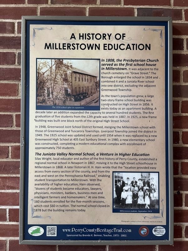 A History of Millerstown Education Marker image. Click for full size.