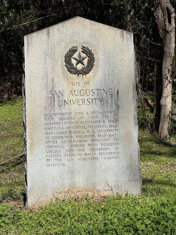 Site of San Augustine University Marker image. Click for full size.