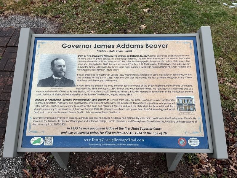 Governor James Addams Beaver Marker image. Click for full size.