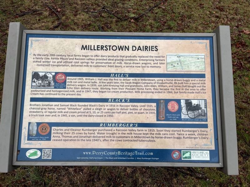 Millerstown Dairies Marker (Left plaque) image. Click for full size.
