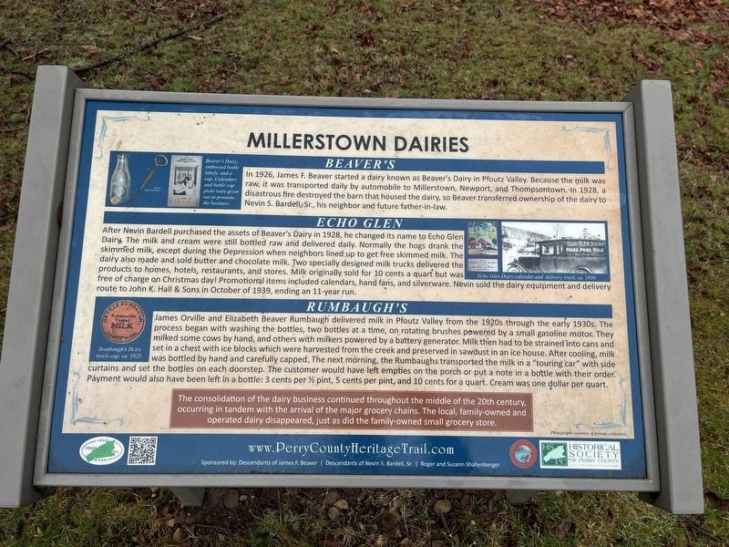 Millerstown Dairies Marker (Right plaque) image. Click for full size.