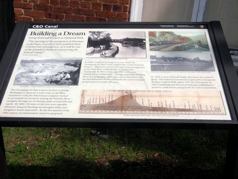 C&O Canal - Building a Dream wayside. Click for full size. C&O Canal - Building a Dream wayside image. Click for full size.