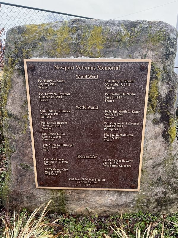 Newport Veterans Memorial Marker image. Click for full size.