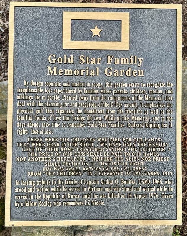Gold Star Family Memorial Garden Marker image. Click for full size.