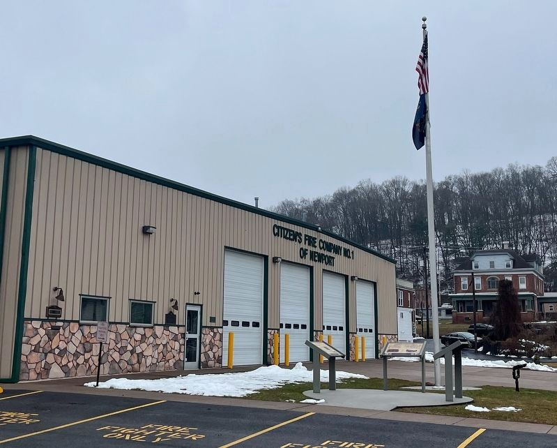 Markers about Citizen's Fire Company No. 1 in front of the current fire department. Click for full size. Markers about Citizen's Fire Company No. 1 in front of the current fire department image. Click for full size.