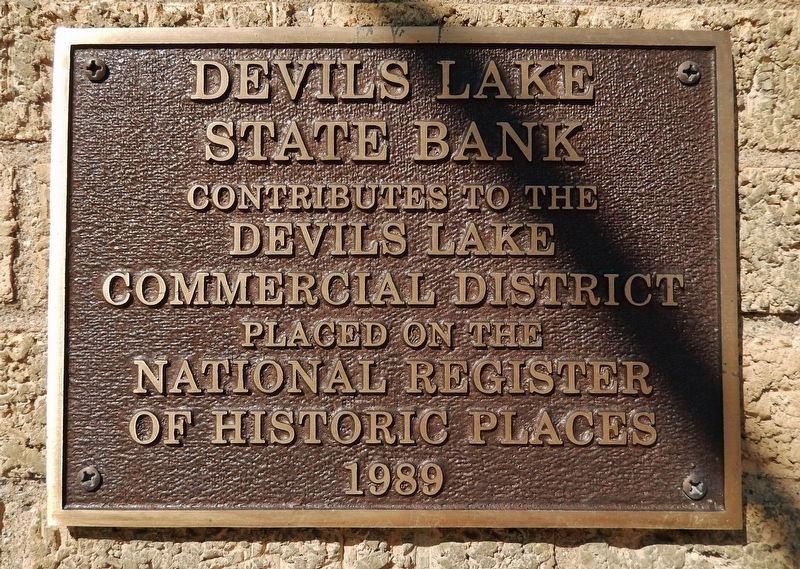 Devils Lake State Bank Marker image. Click for full size.