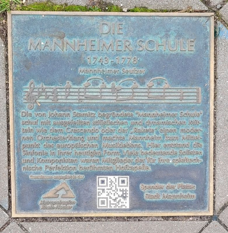 Die Mannheimer Schule / The Mannheim School Marker image. Click for full size.