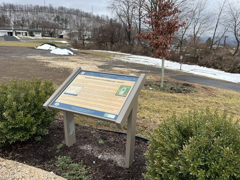 Indian Attacks in Shermans Valley Marker. Click for full size. Indian Attacks in Shermans Valley Marker image. Click for full size.