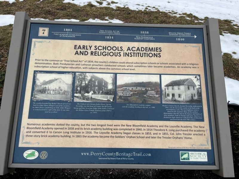 Early Schools, Academies and Religious Institutions Marker. Click for full size. Early Schools, Academies and Religious Institutions Marker image. Click for full size.