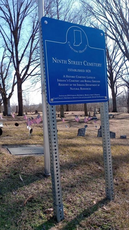 Ninth Street Cemetery - cemetery heritage sign, noting the cemetery was established in 1828 image. Click for full size.