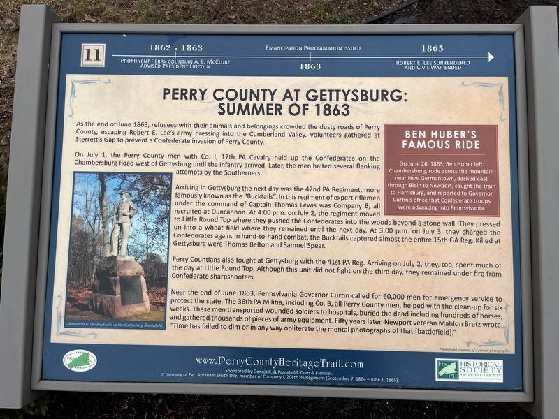 Perry County at Gettysburg: Summer of 1863 Marker image. Click for full size.