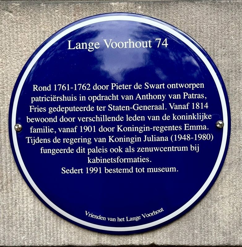 Lange Voorhout 74 Marker. Click for full size. Lange Voorhout 74 Marker image. Click for full size.