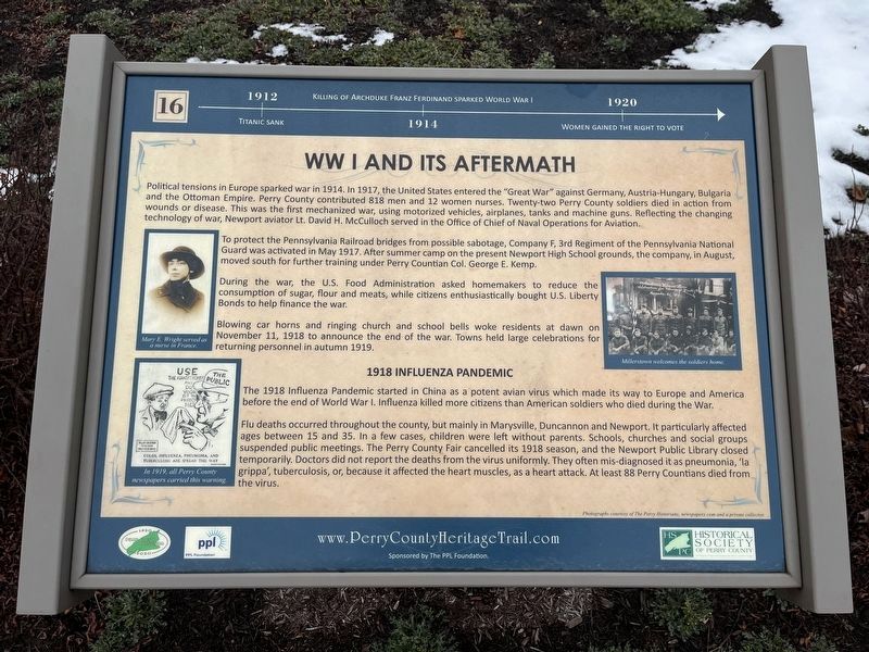WW I and Its Aftermath Marker. Click for full size. WW I and Its Aftermath Marker image. Click for full size.