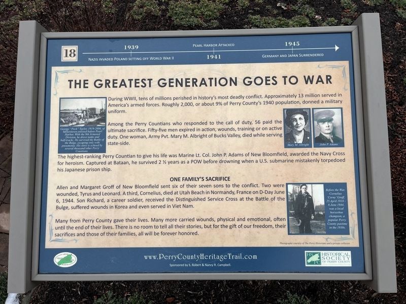 The Greatest Generation Goes to War Marker image. Click for full size.