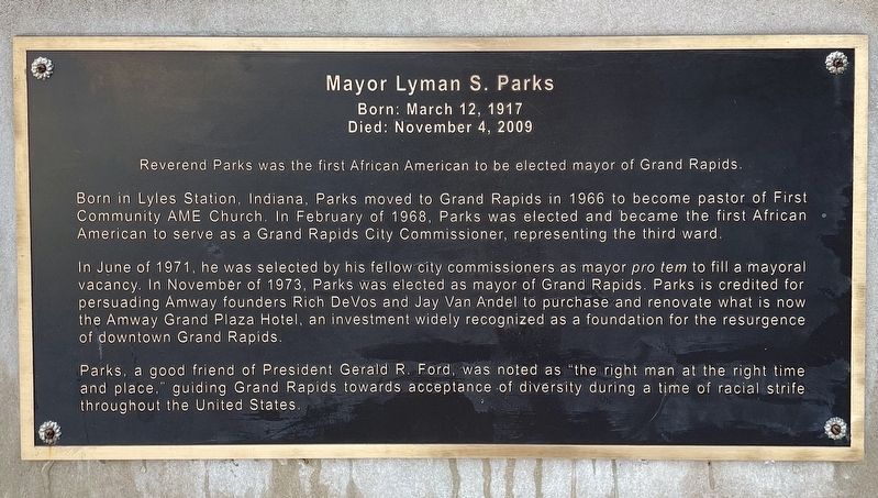 Mayor Lyman S. Parks Marker image. Click for full size.