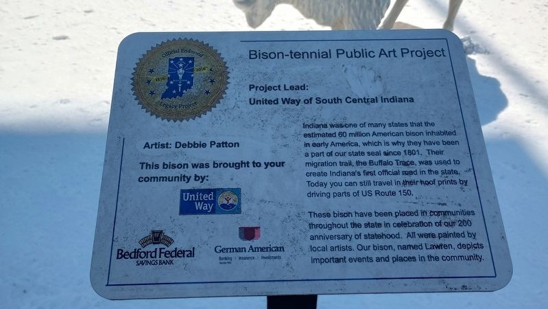 Bison-tennial Public Art Project Marker. Click for full size. Bison-tennial Public Art Project Marker image. Click for full size.