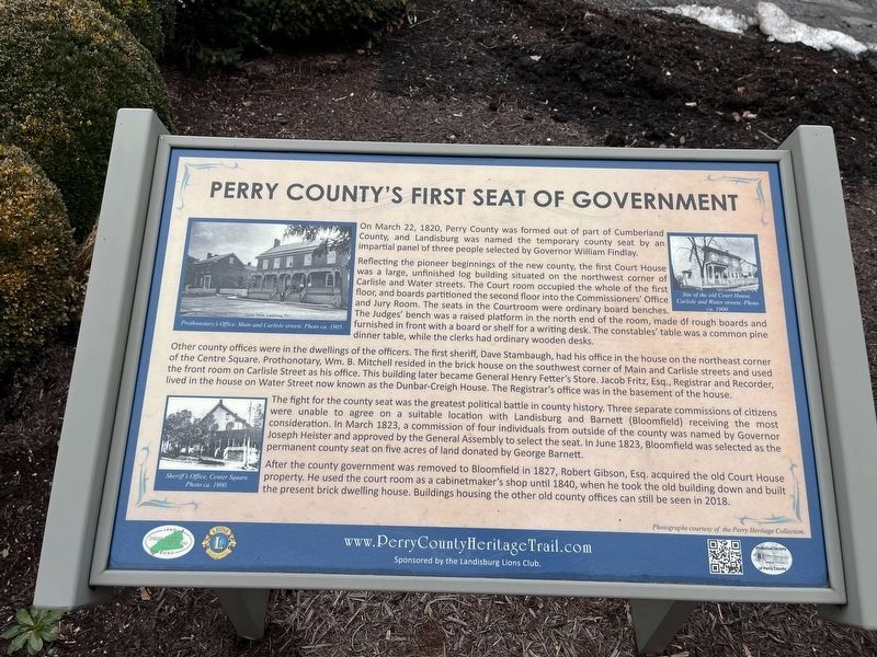 Perry County's First Seat of Government Marker image. Click for full size.