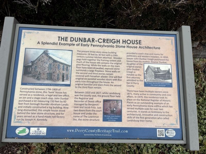 The Dunbar-Creigh House Marker image. Click for full size.