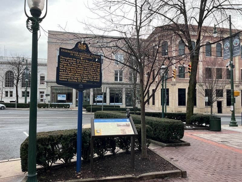 Underground Railroad Activity in Chambersburg Marker. Click for full size. Underground Railroad Activity in Chambersburg Marker image. Click for full size.