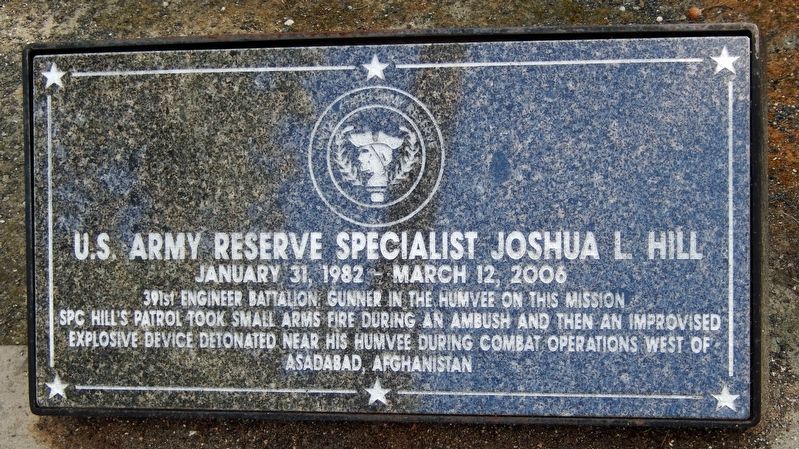 U.S. Army Reserve Specialist Joshua L. Hill Marker image. Click for full size.
