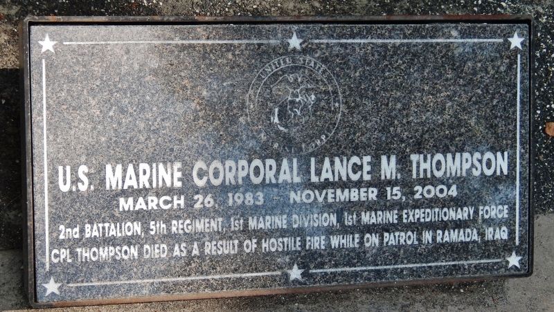 U.S. Marine Corporal Lance M. Thompson Marker image. Click for full size.