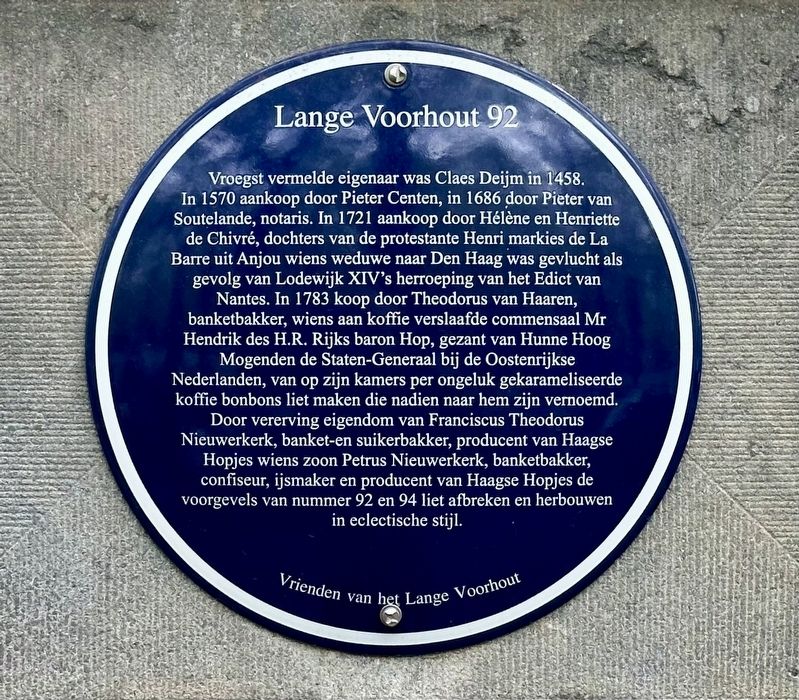 Lange Voorhout 92 Marker. Click for full size. Lange Voorhout 92 Marker image. Click for full size.