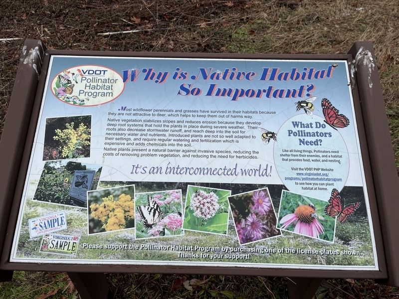 Nearby Signage: <i>Why is Native Habitat So Important?</i>. Click for full size. Nearby Signage: <i>Why is Native Habitat So Important?</i> image. Click for full size.