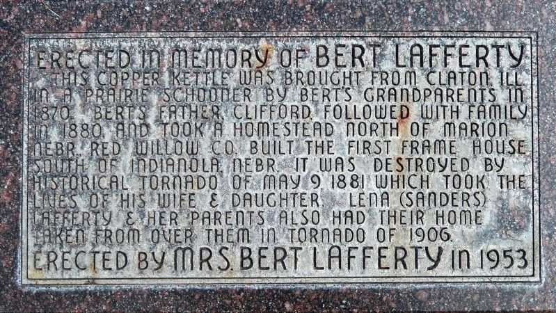 Erected in Memory of Bert Lafferty Marker image. Click for full size.