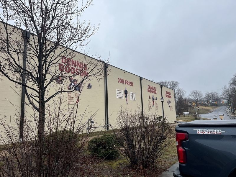 Sports Figures on the east wall of the Massad Family YMCA image. Click for full size.