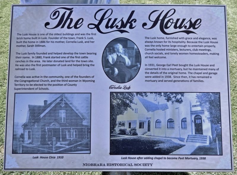 The Lusk House Marker image. Click for full size.