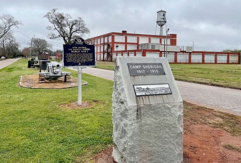 Camp Sheridan Markers & Boylston Cotton Mill in background. image. Click for full size.