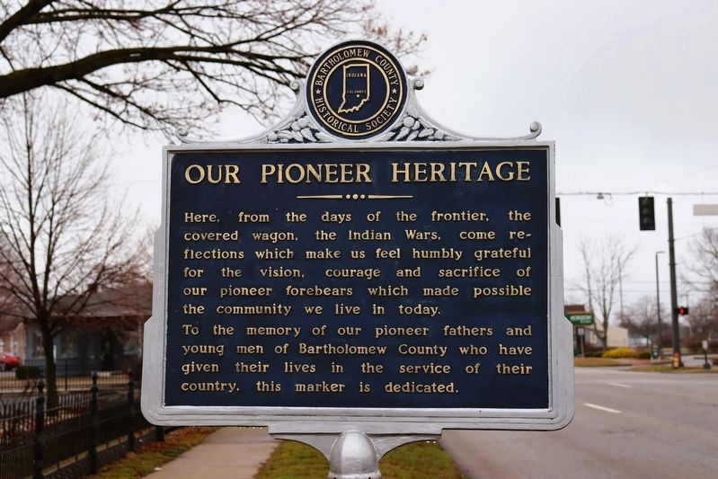 Our Pioneer Heritage side of the marker image. Click for full size.