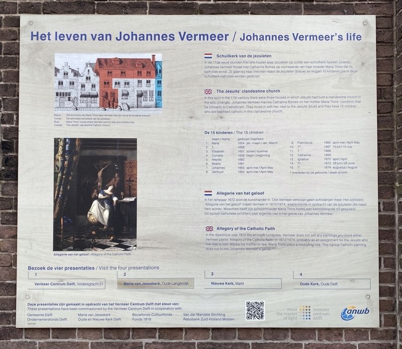 Het Leven van Johannes Vermeer / Johannes Vermeer�s Life Marker image. Click for full size.