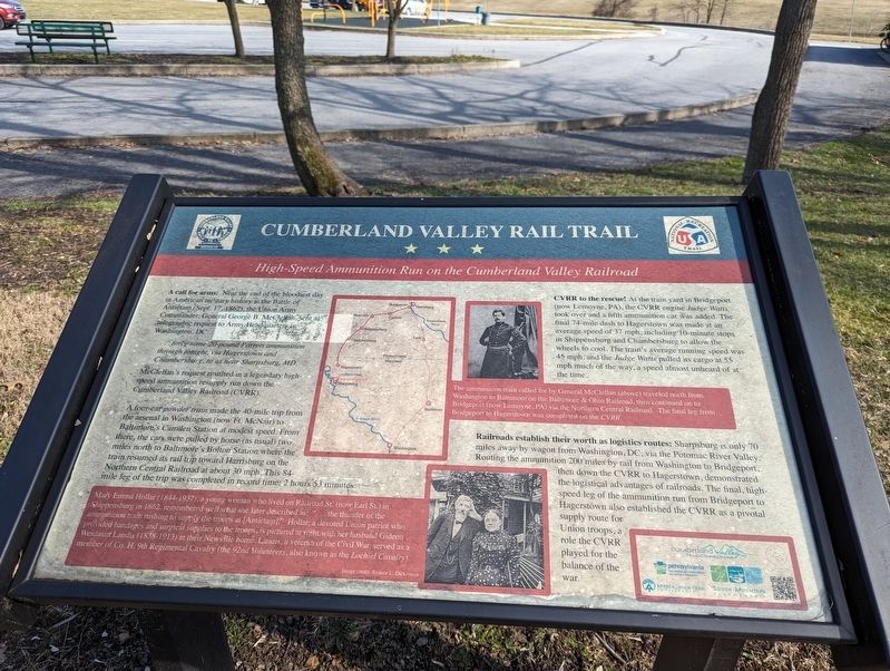 High-Speed Ammunition Run on the Cumberland Valley Railroad Marker image. Click for full size.