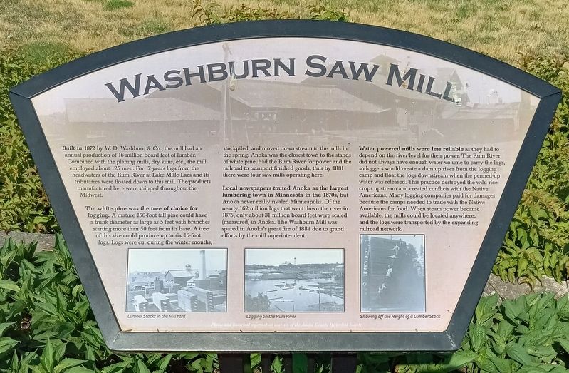 Washburn Saw Mill Marker image. Click for full size.