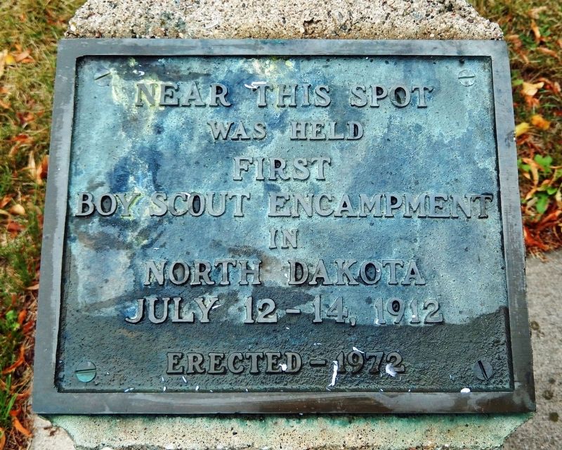 First Boy Scout Encampment in North Dakota Marker image. Click for full size.
