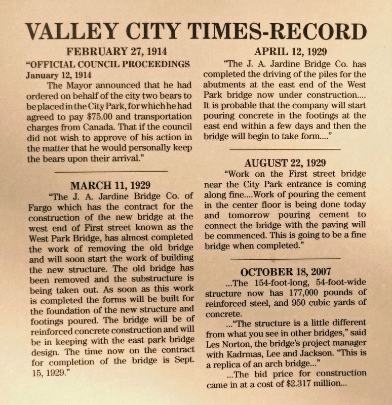 Marker detail: The Valley City Times-Record image. Click for full size.