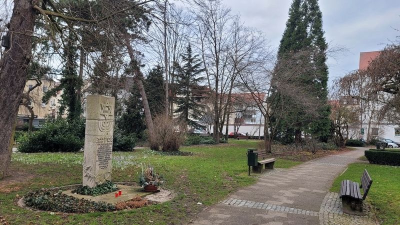 The view of the Weiden Jewish Memorial in the park. Click for full size. The view of the Weiden Jewish Memorial in the park image. Click for full size.