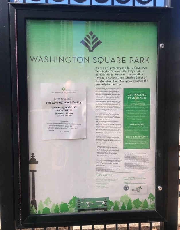 Washington Square Park Marker (east-facing side). Click for full size. Washington Square Park Marker (east-facing side) image. Click for full size.